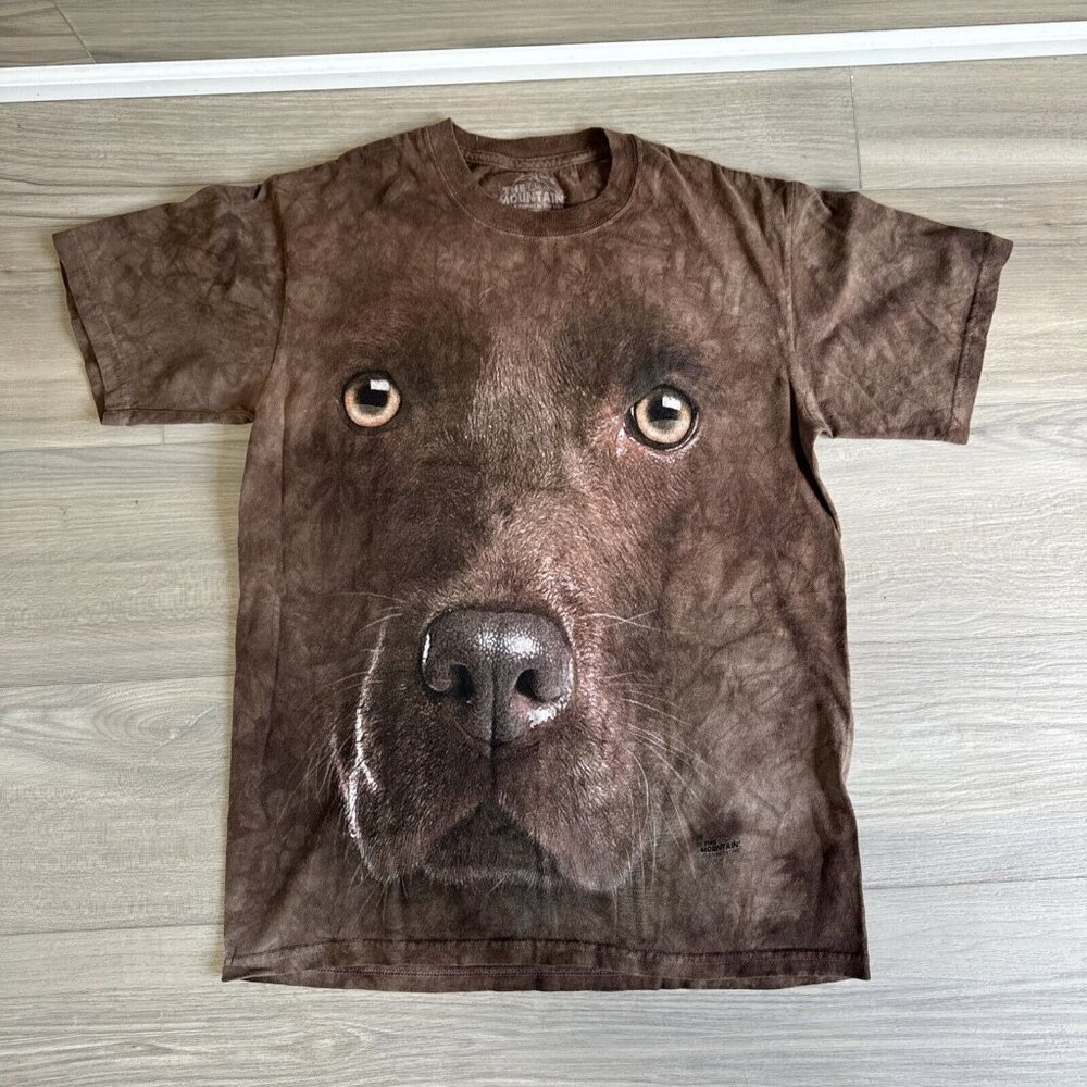 Big Chocolate Lab Face Labrador Retriever The Mountain Brown Tie‎ Dye T-Shirt SM